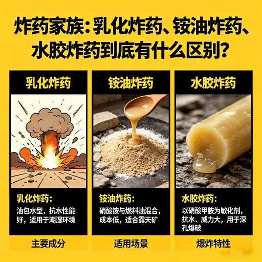 喀左炸药家族：乳化炸药、铵油炸药、水胶炸药到底有什么区别？